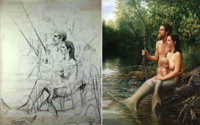 Rediscovered Original Drawing for The Mer Family