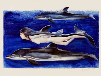 Mermaid Swims with the Dolphins